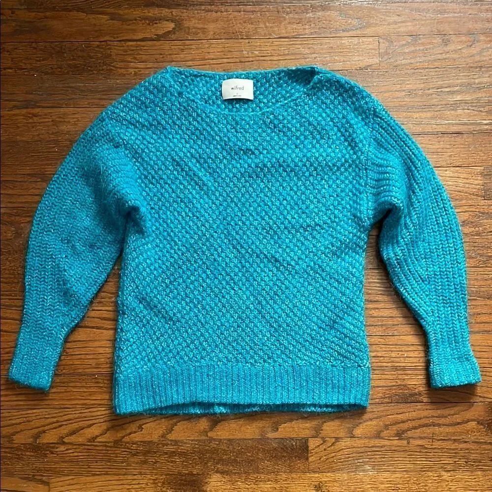 Aritzia Wilfred Teal Wool, Mohair & Alpaca Sweater